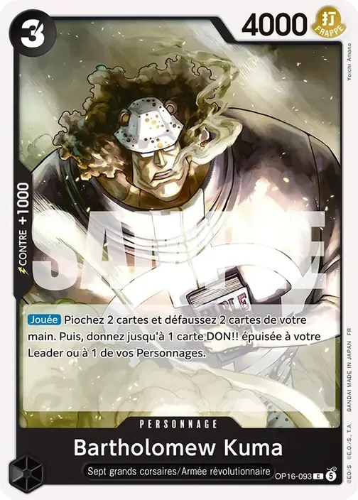 Carte One Piece française OP16-093 Bartholomew Kuma