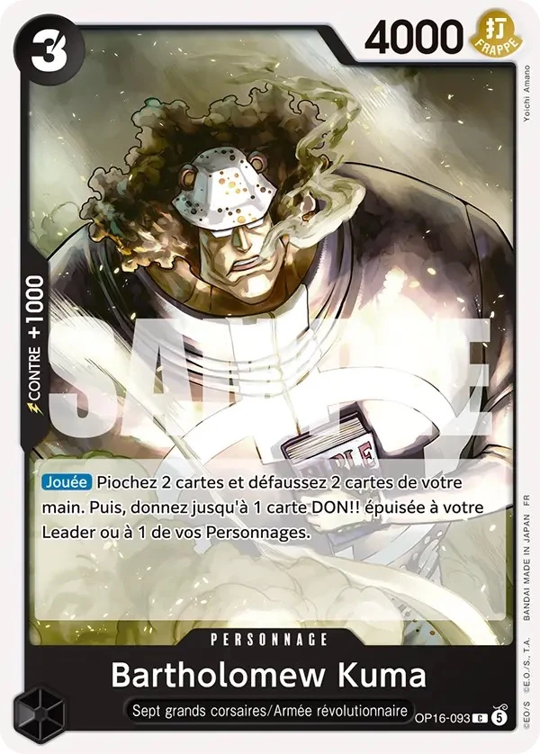 Carte One Piece française Bartholomew Kuma OP16-093 C