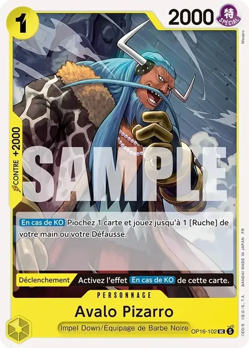 Carte One Piece française OP16-102 Avalo Pizarro