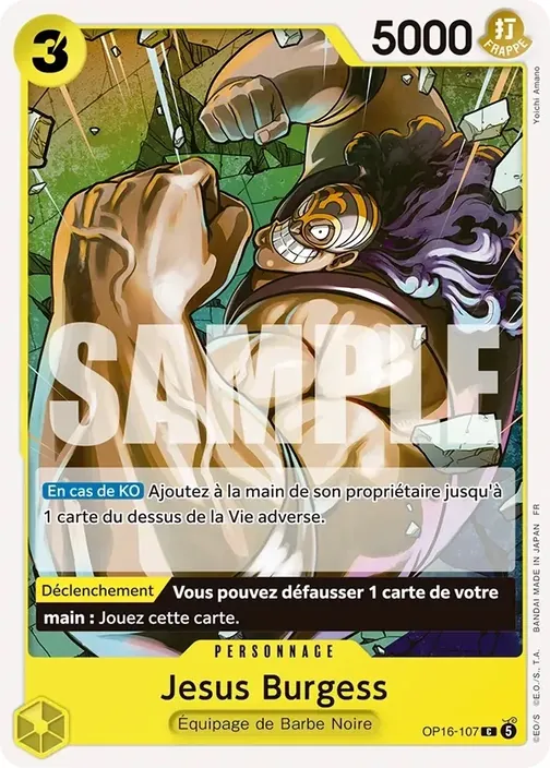 Carte One Piece française OP16-107 Jesus Burgess