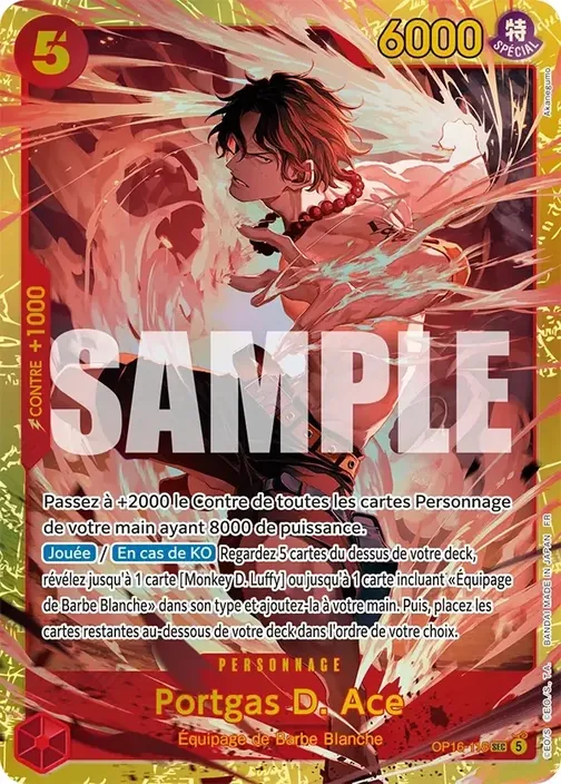 Carte One Piece française OP16-118 Portgas D. Ace