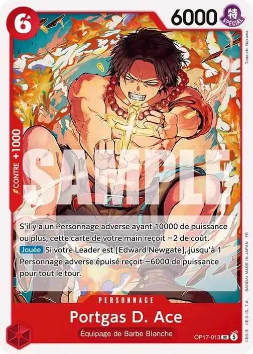 Carte One Piece française OP17-013 Portgas D. Ace