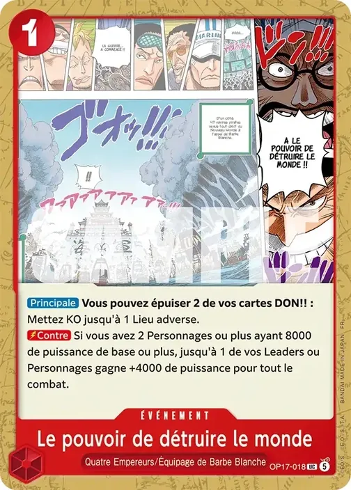 Carte One Piece française OP17-018 Le pouvoir de détruire le monde