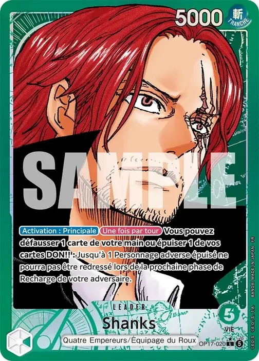 Carte One Piece française OP17-020 Shanks (version 2)