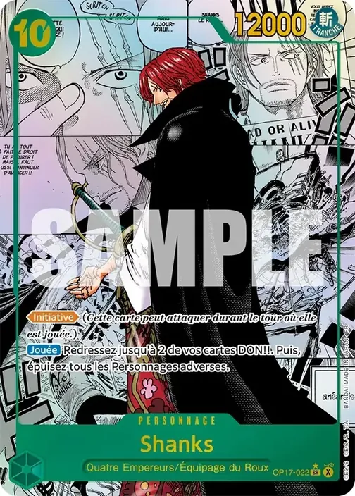 Carte One Piece française OP17-022 Shanks (version 3)