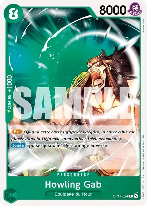 Carte One Piece française OP17-024 Howling Gab