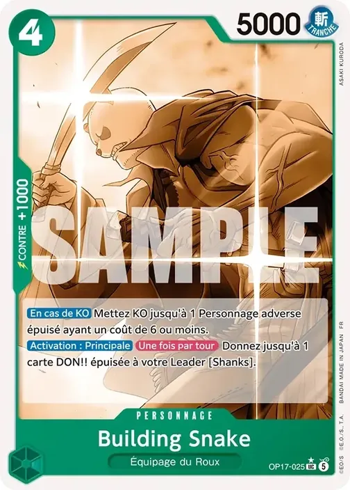 Carte One Piece française OP17-025 Building Snake (version 2)