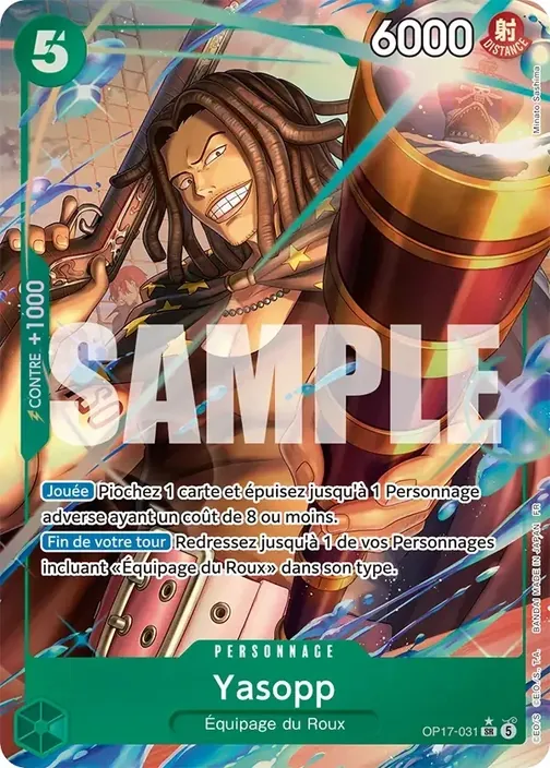 Carte One Piece française OP17-031 Yasopp (version 2)