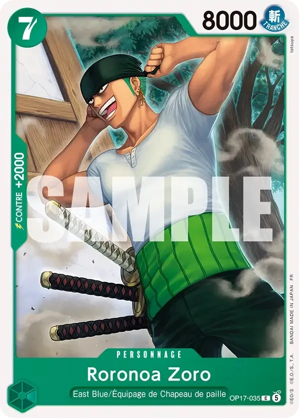 Carte One Piece française Roronoa Zoro OP17-035 C