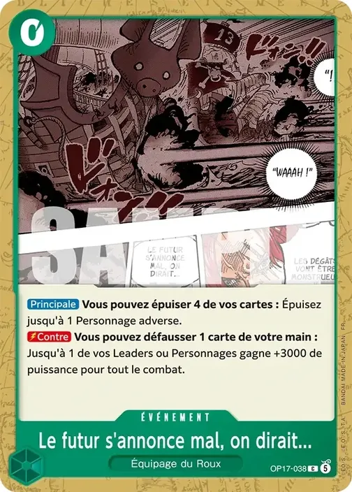 Carte One Piece française OP17-038 Le futur s'annonce mal, on dirait...