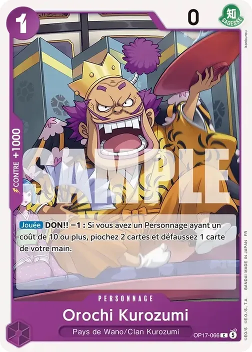 Carte One Piece française OP17-066 Orochi Kurozumi