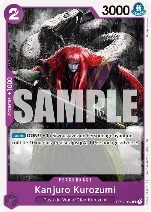 Carte One Piece française OP17-067 Kanjuro Kurozumi