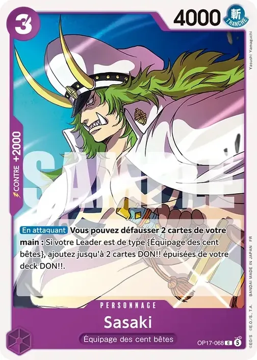 Carte One Piece française OP17-068 Sasaki