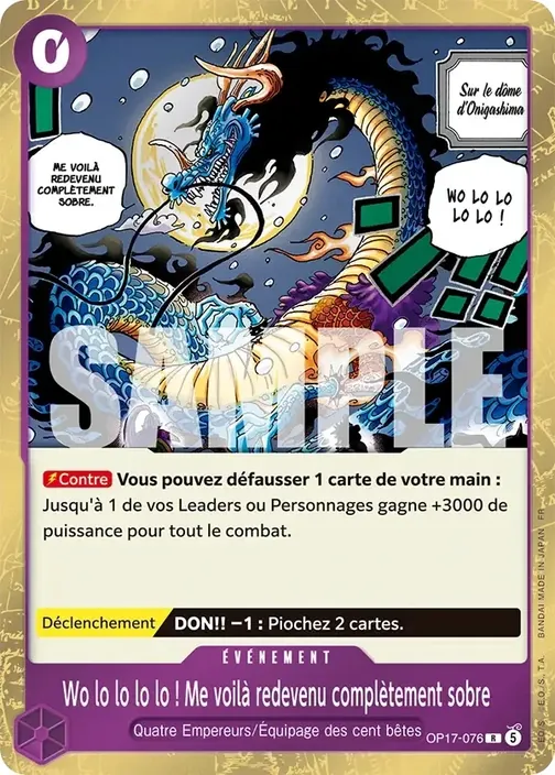 Carte One Piece française OP17-076 Wo lo lo lo lo ! Me voilà redevenu complètement sobre