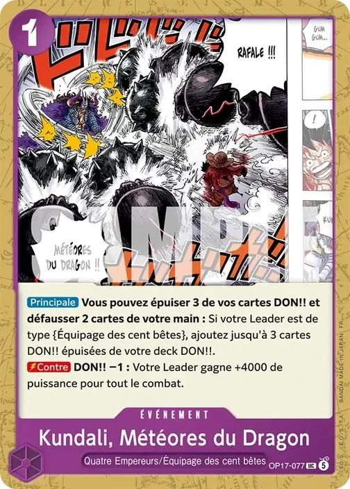 Carte One Piece française OP17-077 Kundali, Météores du Dragon