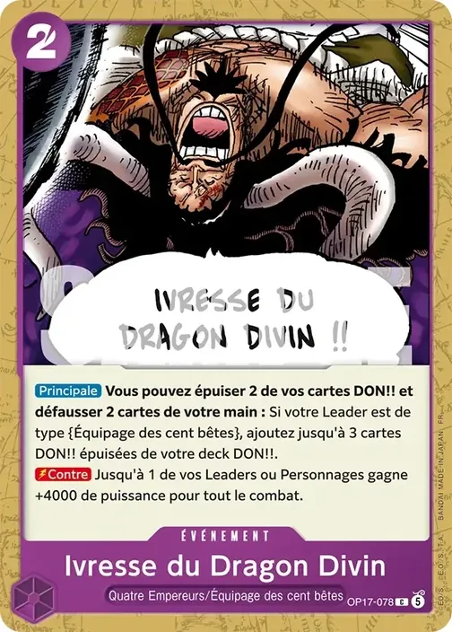 Carte One Piece française OP17-078 Ivresse du Dragon Divin
