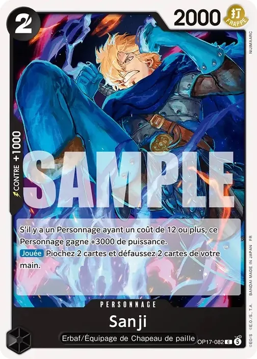 Carte One Piece française OP17-082 Sanji