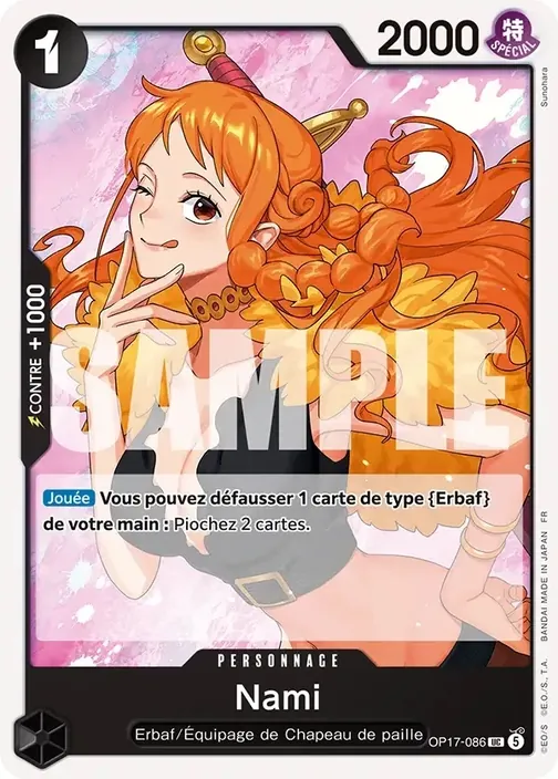 Carte One Piece française OP17-086 Nami
