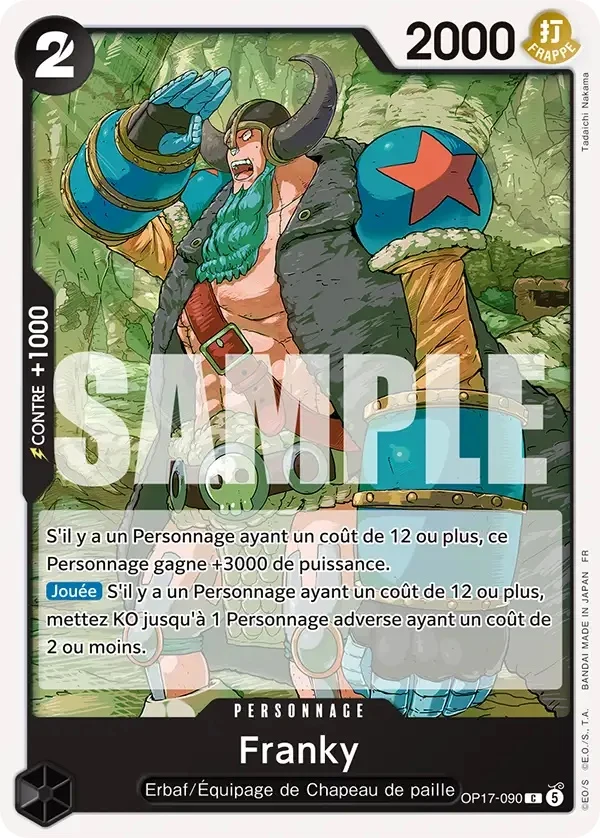 Carte One Piece française Franky OP17-090 C
