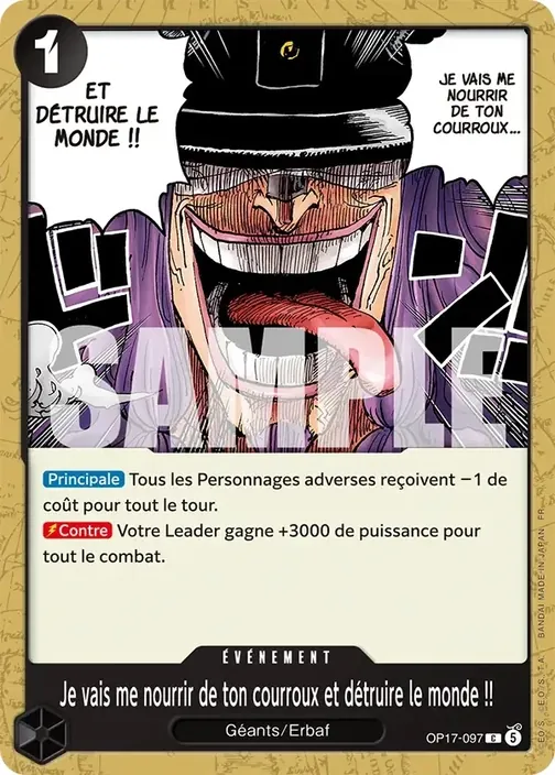 Carte One Piece française OP17-097 Je vais me nourrir de ton courroux et détruire le monde !!
