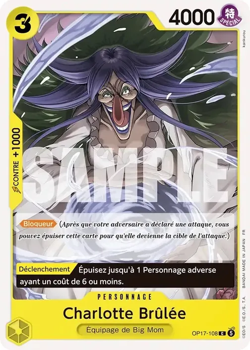 Carte One Piece française OP17-108 Charlotte Brûlée
