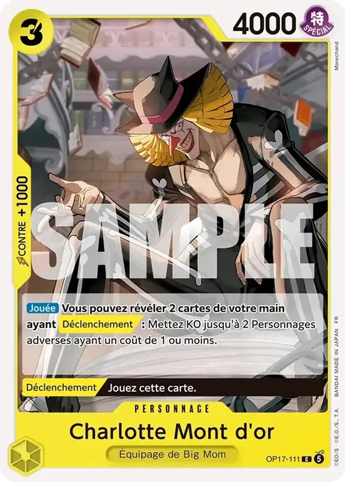 Carte One Piece française OP17-111 Charlotte Mont d'or