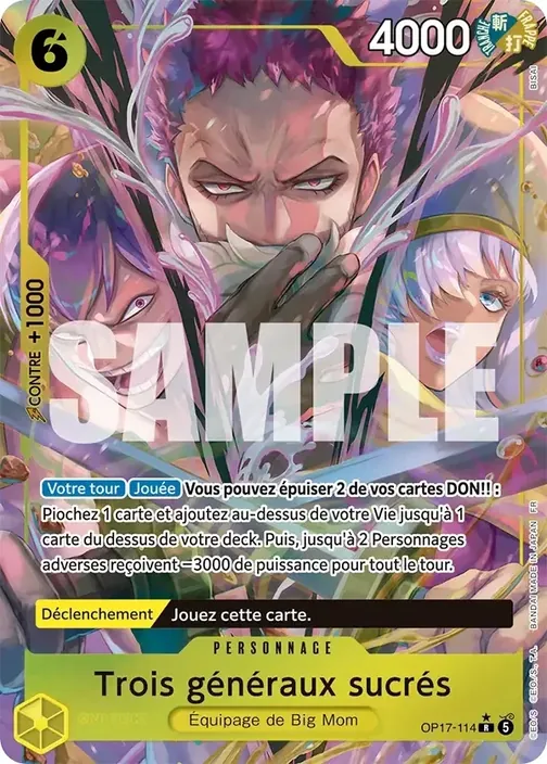 Carte One Piece française OP17-114 Trois généraux sucrés (version 2)