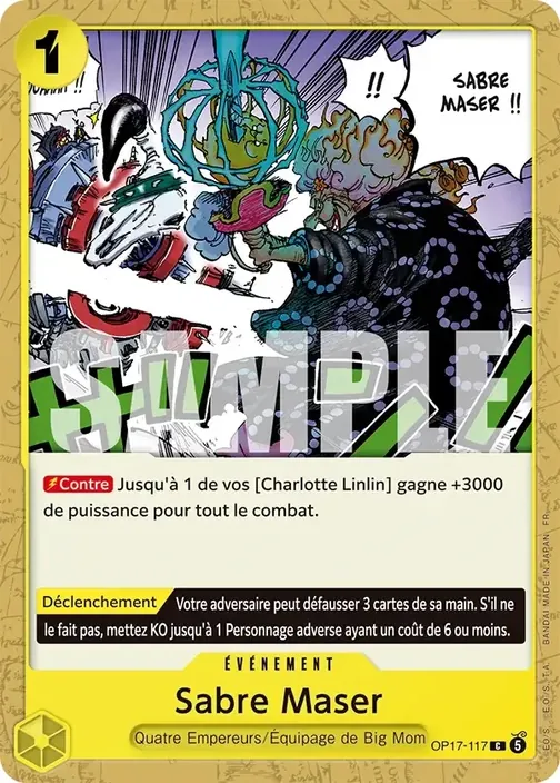 Carte One Piece française OP17-117 Sabre Maser