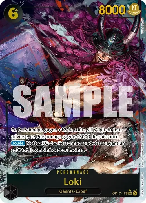 Carte One Piece française OP17-119 Loki (version 2)