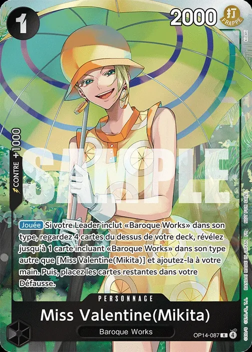 Carte One Piece française OP14-087 Miss Valentine(Mikita)