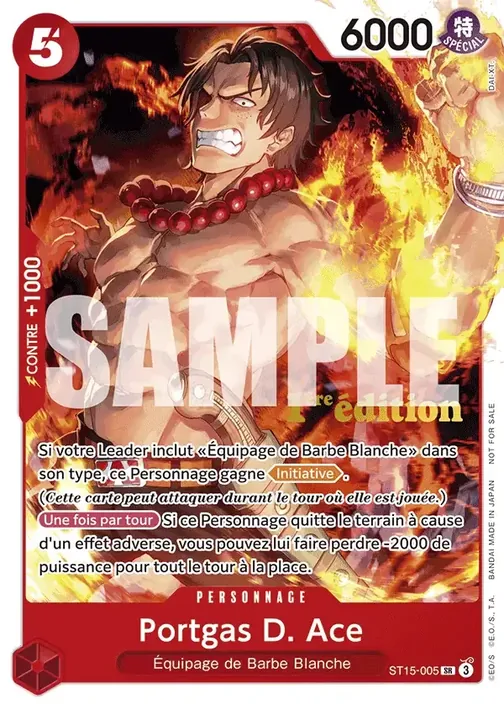 Carte One Piece française ST15-005 Portgas.D.Ace (version 2)