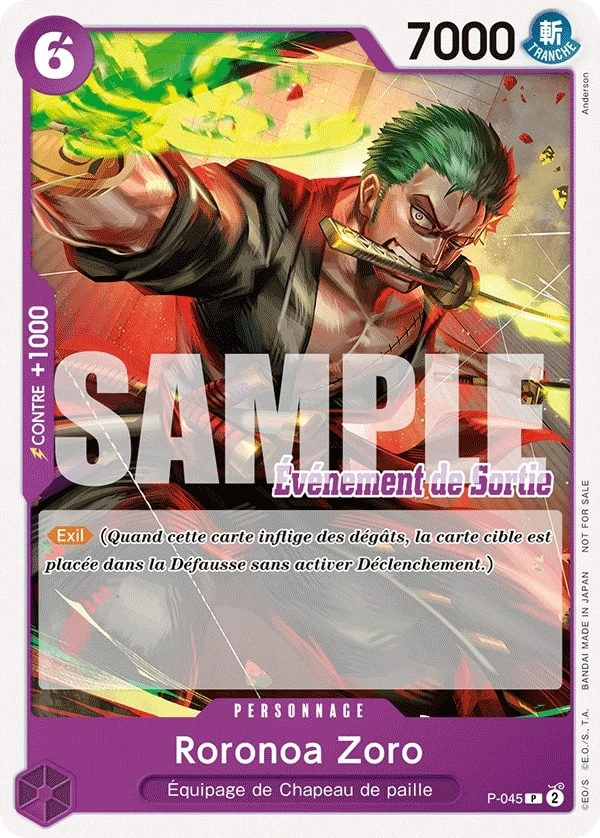 Carte One Piece française Roronoa Zoro P-045 P