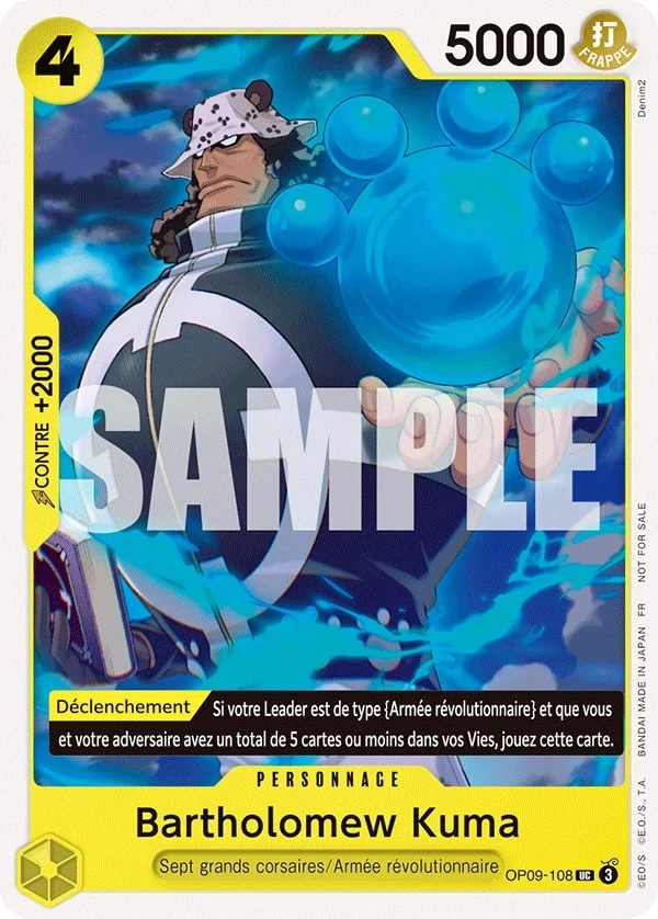 Carte One Piece française Bartholomew Kuma OP09-108 UC