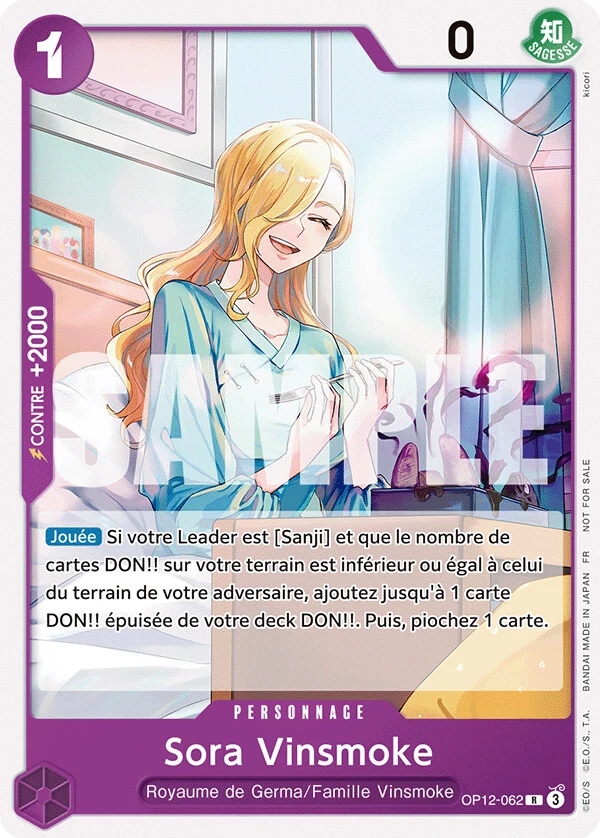 Carte One Piece française Sora Vinsmoke OP12-062 R
