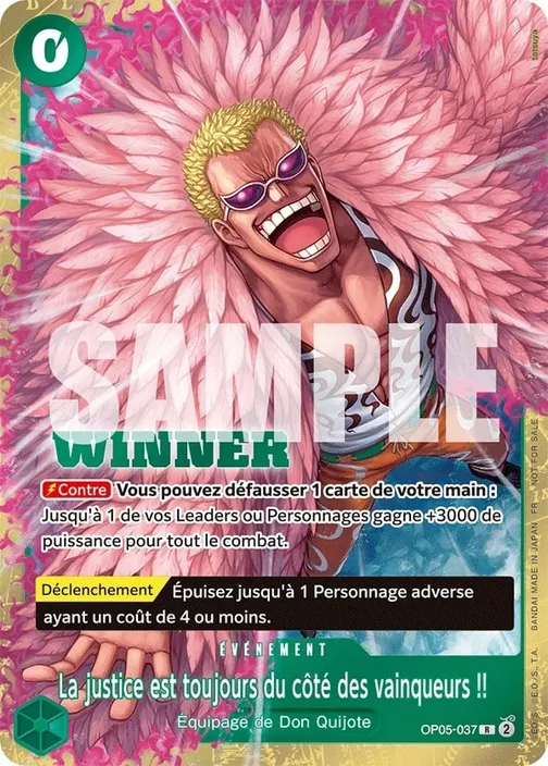 Carte One Piece française OP05-037 La justice est toujours du côté des vainqueurs !!