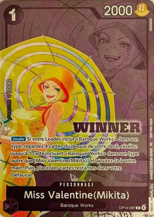 Carte One Piece française OP14-087 Miss Valentine(Mikita)