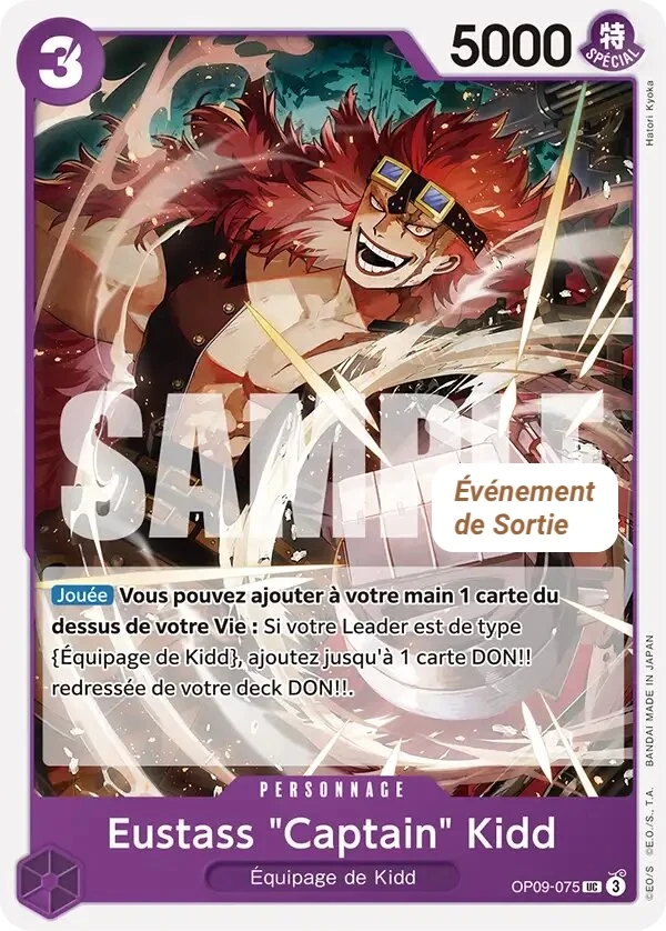 Carte One Piece française Eustass"Captain"Kid OP09-075 UC