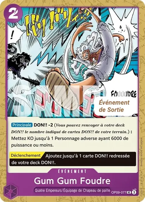 Carte One Piece française OP09-077 Gum Gum Foudre