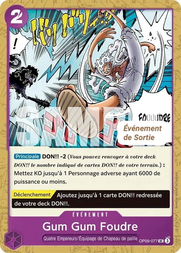 Carte One Piece française Gum Gum Foudre OP09-077 UC