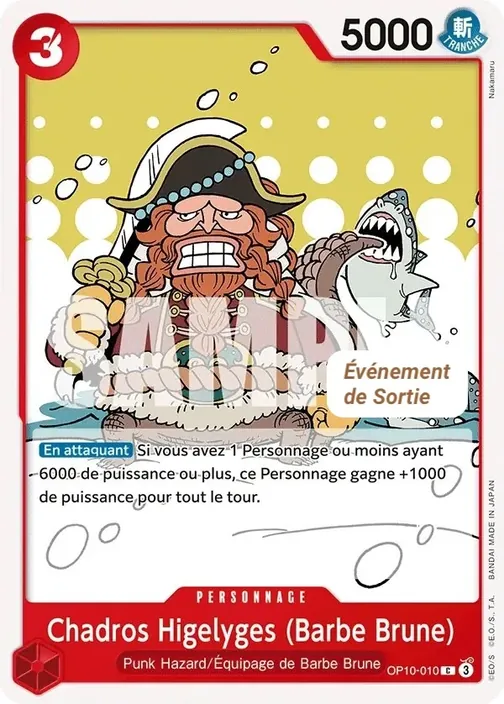 Carte One Piece française OP10-010 Chadros Higelyges (Barbe Brune)