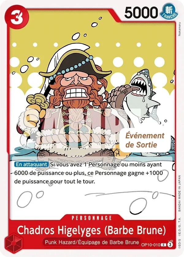 Carte One Piece française Chadros Higelyges (Barbe Brune) OP10-010 C