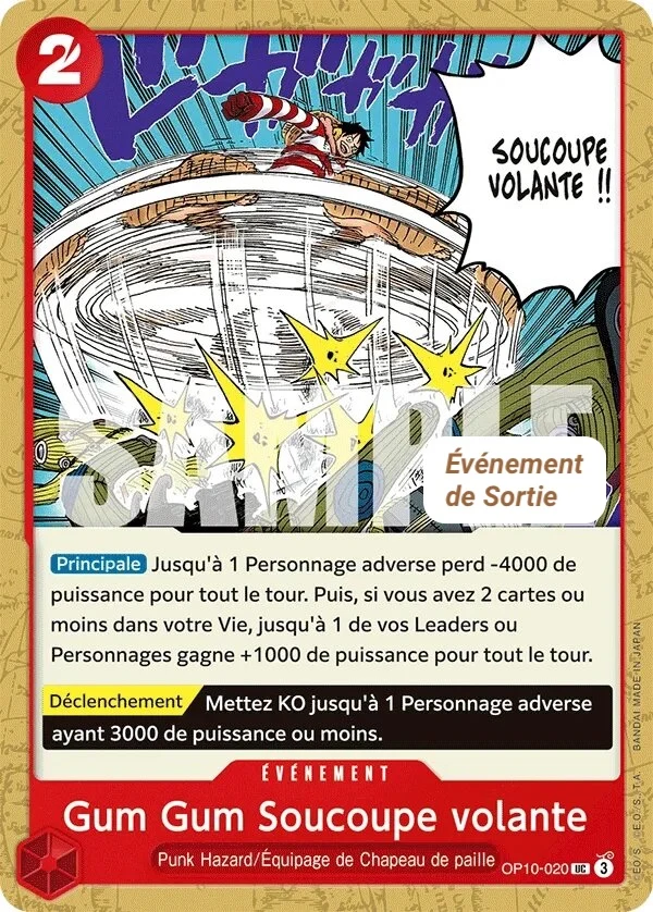 Carte One Piece française Gum Gum Soucoupe volante OP10-020 UC