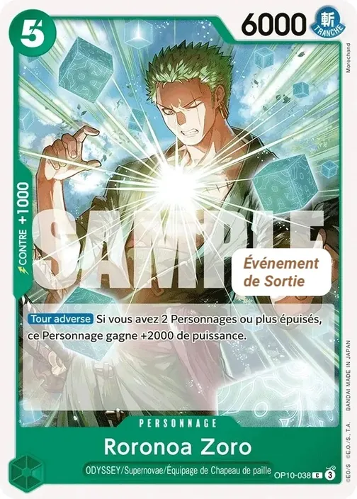 Carte One Piece française OP10-038 Roronoa Zoro