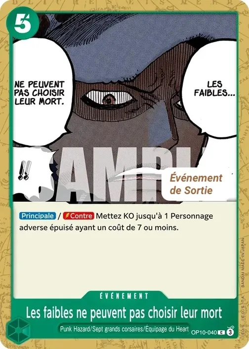 Carte One Piece française OP10-040 Les faibles ne peuvent pas choisir leur mort