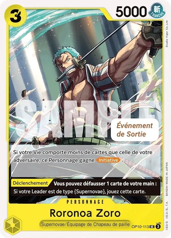 Carte One Piece française Roronoa Zoro OP10-113 UC