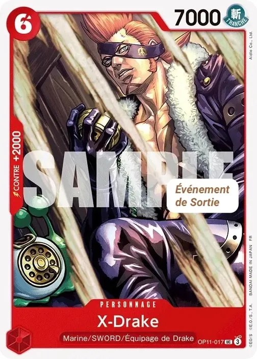 Carte One Piece française OP11-017 X-Drake