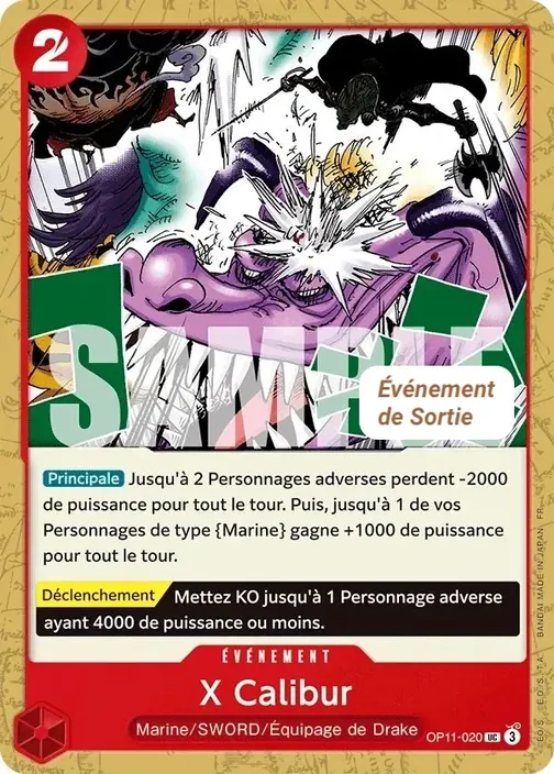 Carte One Piece française OP11-020 X Calibur