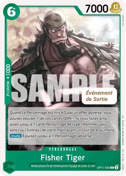 Carte One Piece française OP11-035 Fisher Tiger