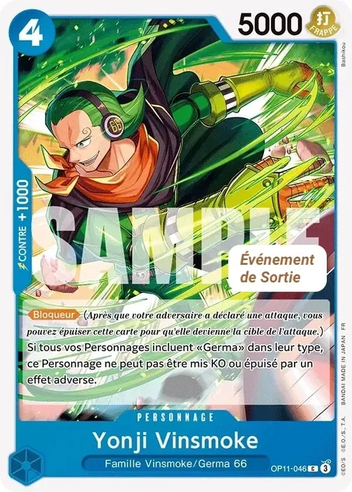 Carte One Piece française OP11-046 Yonji Vinsmoke