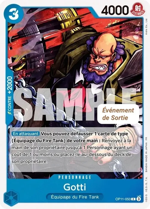 Carte One Piece française OP11-050 Gotti